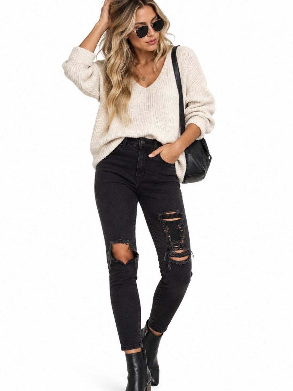 STS Blue Cassie Black Distressed Skinny Jeans Size 27 Ripped Stretch Denim